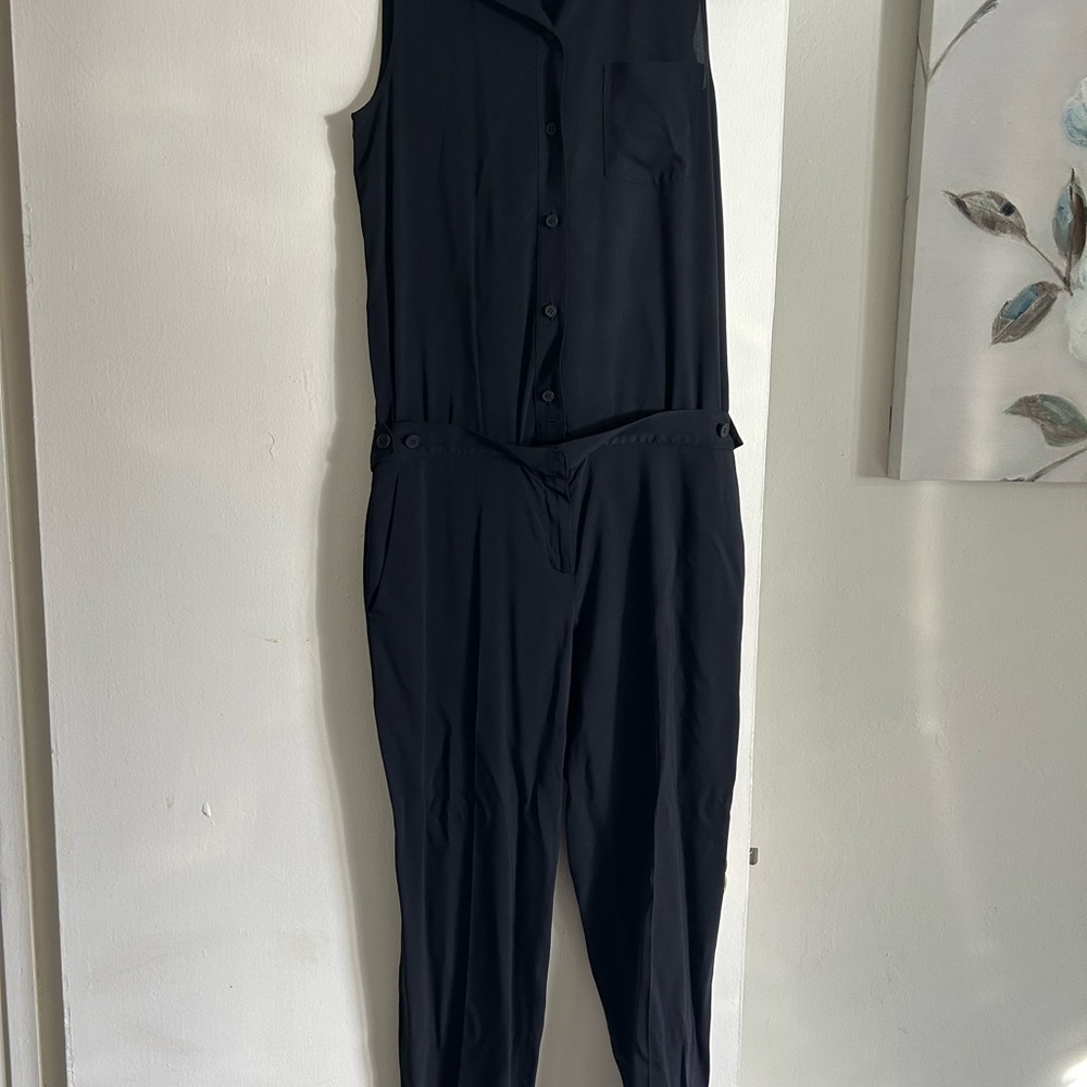 Theory Black Button-Down Jumpsuit